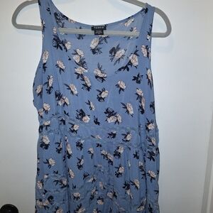 Floral Blue Sleeveless Dress